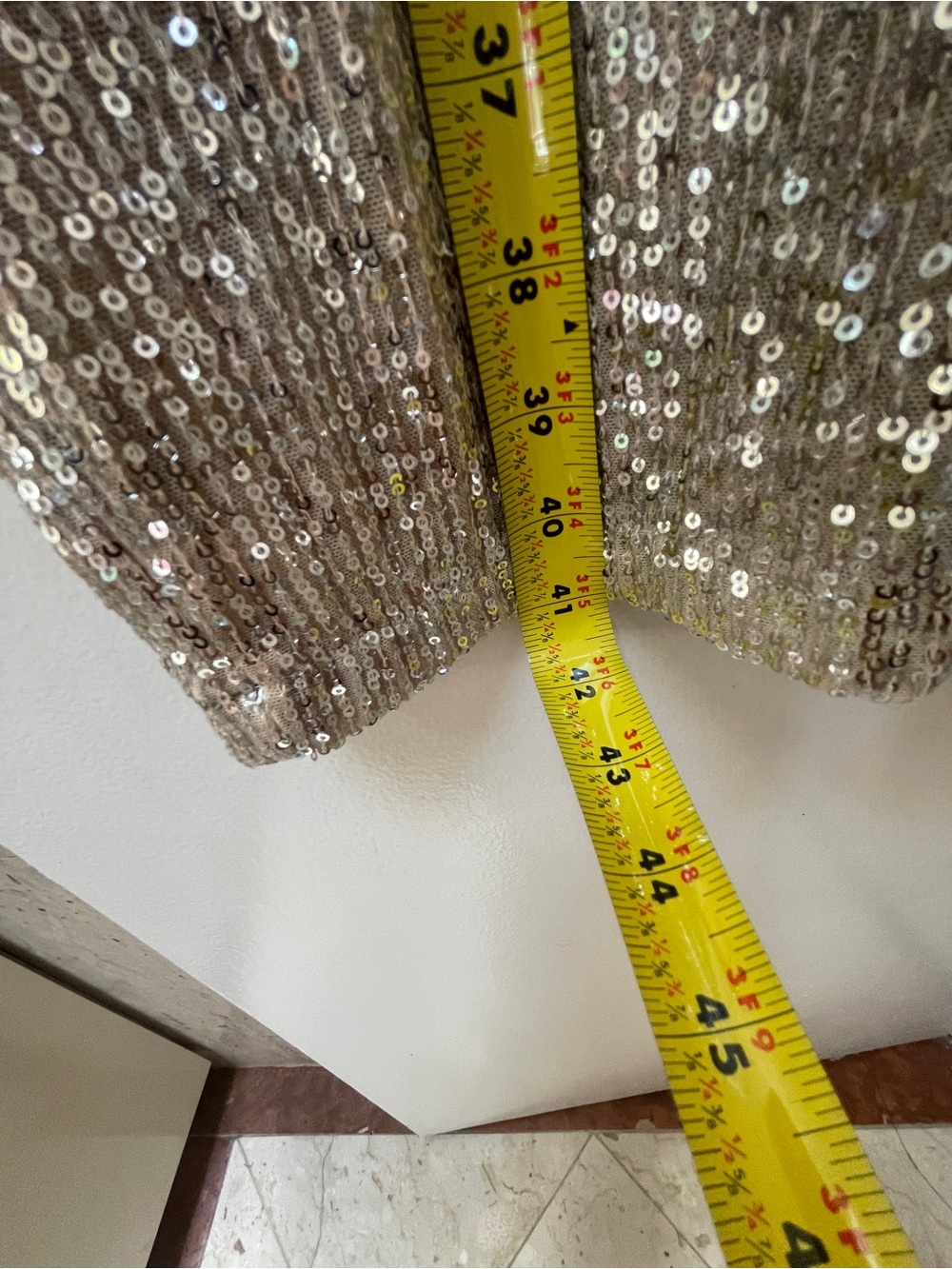 Sequin Wide-Leg Pants- Champagne - Picture 4 of 14